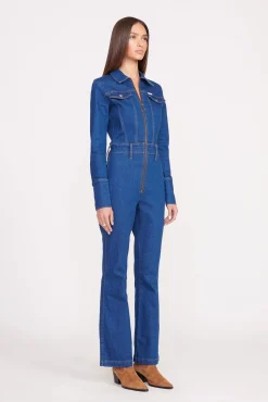 STAUD + WRANGLER THE BODY JUMPSUIT  DARK RINSE