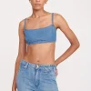 STAUD + WRANGLER THE JEAN BIKINI TOP  MID BLUE