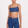 STAUD + WRANGLER THE JEAN BIKINI TOP  DARK RINSE