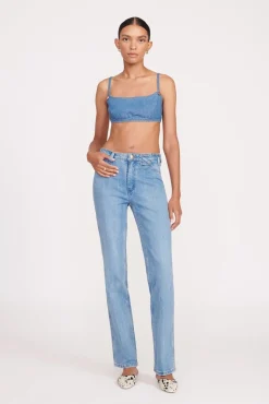 STAUD + WRANGLER THE JEAN BIKINI TOP  MID BLUE