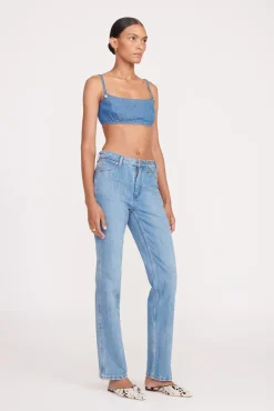 STAUD + WRANGLER THE JEAN BIKINI TOP  MID BLUE