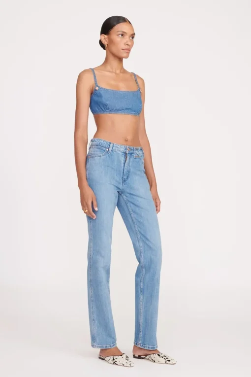 STAUD + WRANGLER THE JEAN BIKINI TOP  MID BLUE