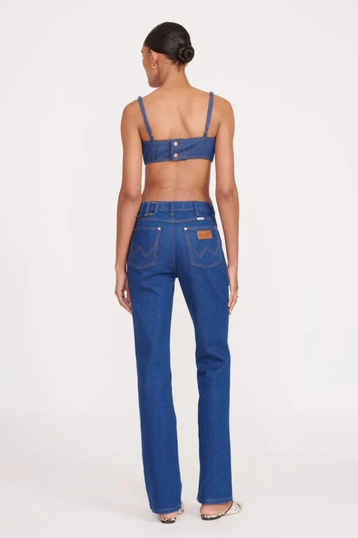 STAUD + WRANGLER THE JEAN BIKINI TOP  DARK RINSE