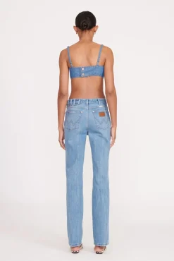 STAUD + WRANGLER THE JEAN BIKINI TOP  MID BLUE