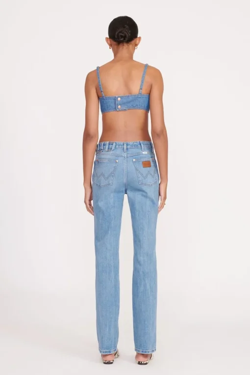 STAUD + WRANGLER THE JEAN BIKINI TOP  MID BLUE