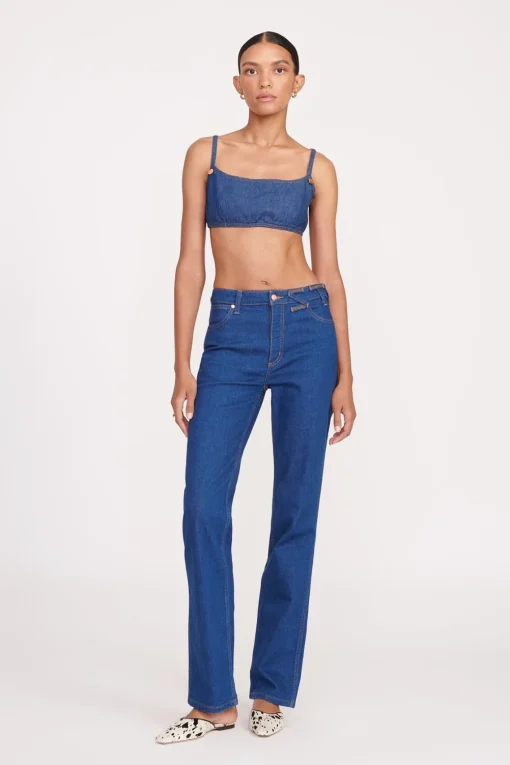 STAUD + WRANGLER THE JEAN BIKINI TOP  DARK RINSE