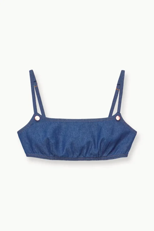 STAUD + WRANGLER THE JEAN BIKINI TOP  DARK RINSE