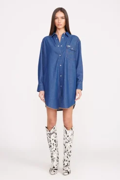 STAUD + WRANGLER THE OVERSIZED WESTERN  DARK RINSE