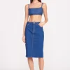 STAUD + WRANGLER THE PENCIL SKIRT  DARK RINSE