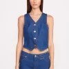 STAUD + WRANGLER THE VEST  DARK RINSE