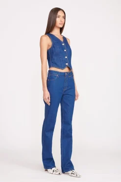 STAUD + WRANGLER THE VEST  DARK RINSE
