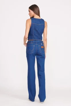 STAUD + WRANGLER THE VEST  DARK RINSE