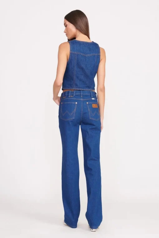 STAUD + WRANGLER THE VEST  DARK RINSE
