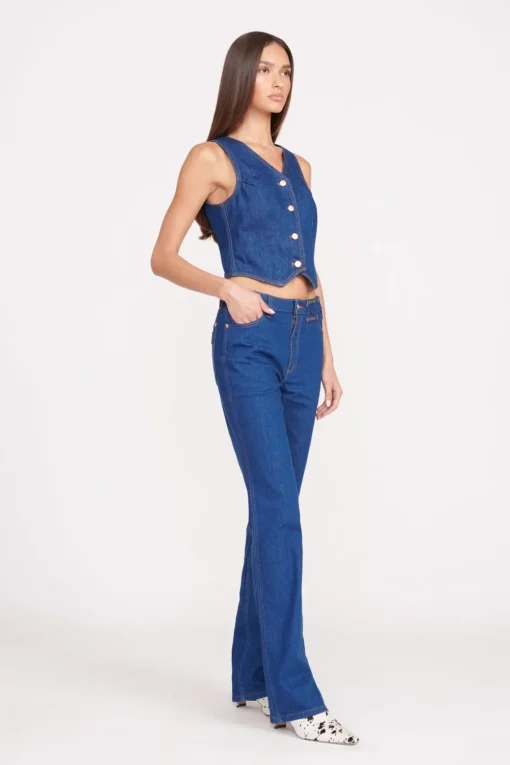 STAUD + WRANGLER THE VEST  DARK RINSE