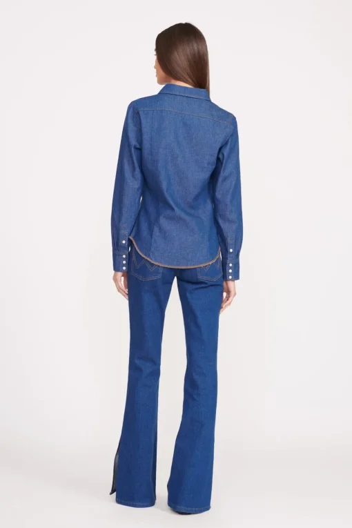 STAUD + WRANGLER THE WESTERN SHIRT  DARK RINSE