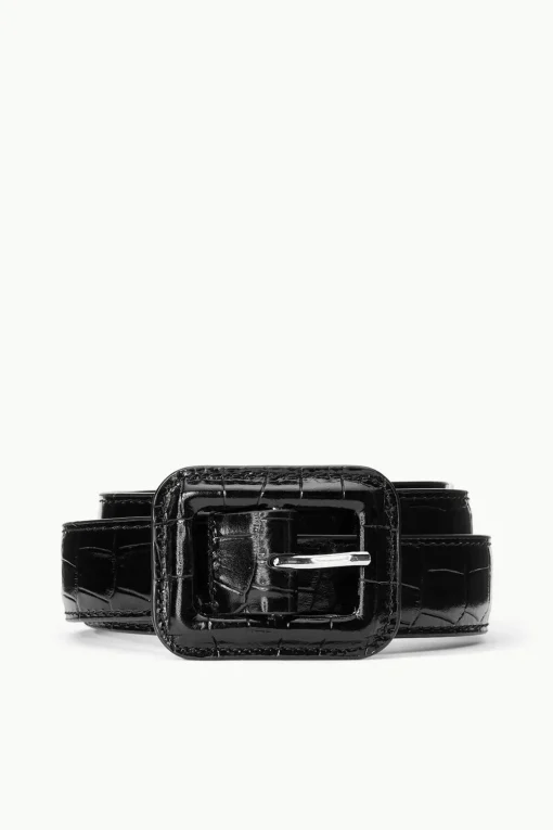 WAIST BELT  BLACK CROC EMBOSSED