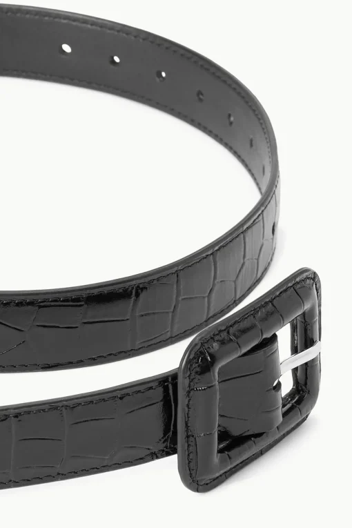 WAIST BELT  BLACK CROC EMBOSSED