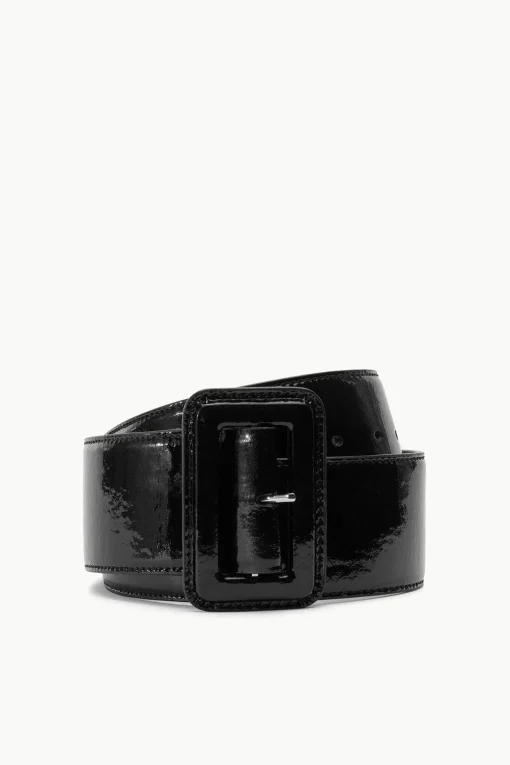 WIDE WAIST BELT  BLACK PATENT