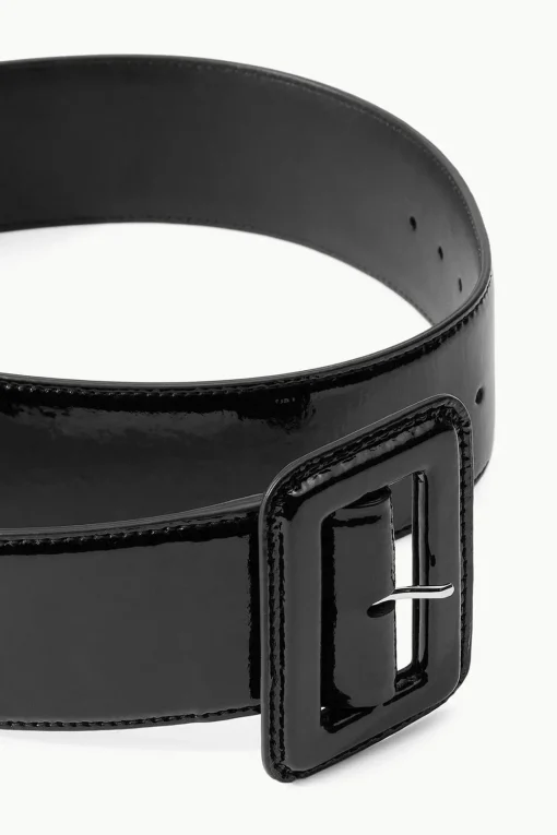 WIDE WAIST BELT  BLACK PATENT