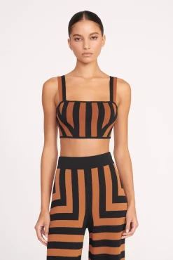 ZOLA TOP  BLACK TAN SEASHORE STRIPE