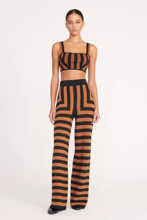 ZOLA TOP  BLACK TAN SEASHORE STRIPE