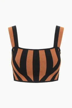 ZOLA TOP  BLACK TAN SEASHORE STRIPE